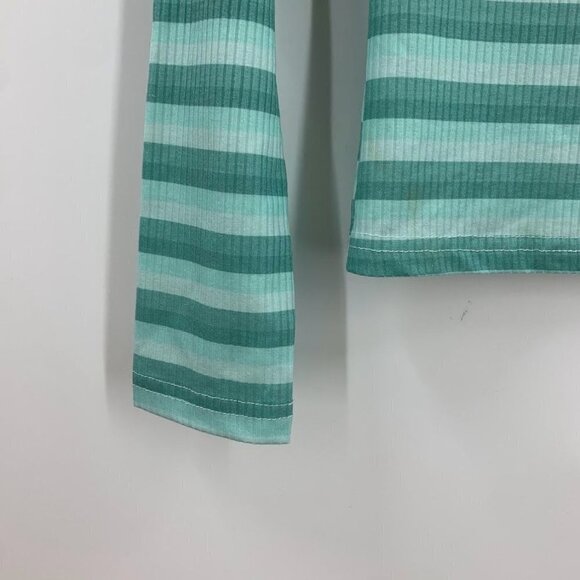 Cali Be Women's Striped Ribbed Mock Neck Long Sleeve‎ Top in Light Blue SZ L NWT - Picture 4 of 11